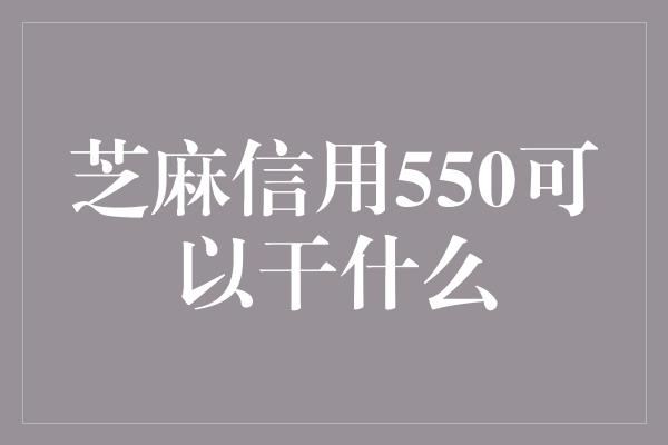 芝麻信用550可以干什么