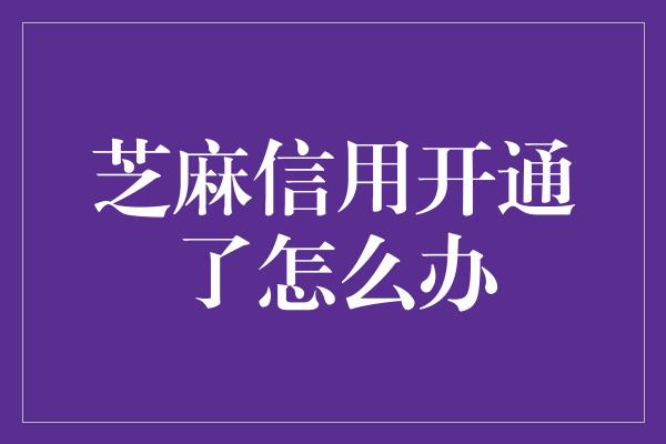 芝麻信用开通了怎么办