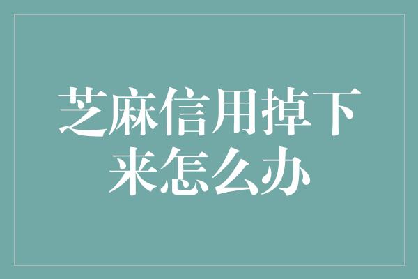 芝麻信用掉下来怎么办