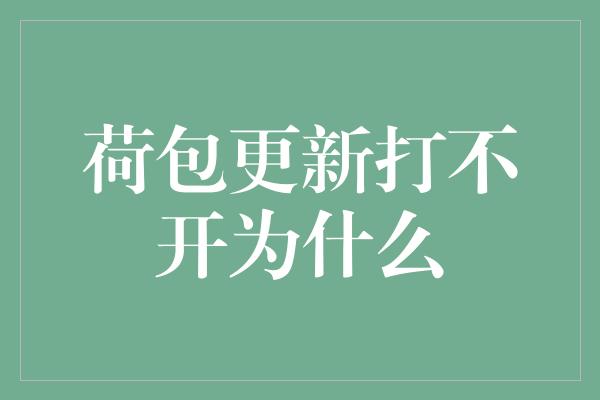 荷包更新打不开为什么