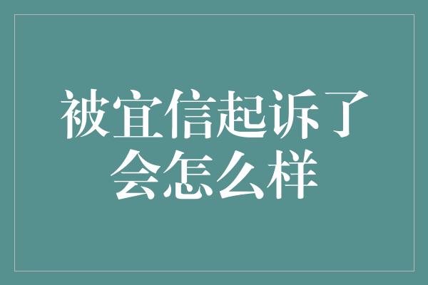 被宜信起诉了会怎么样