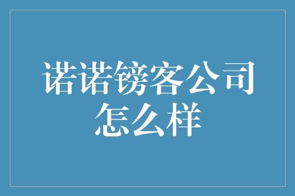 诺诺镑客公司怎么样