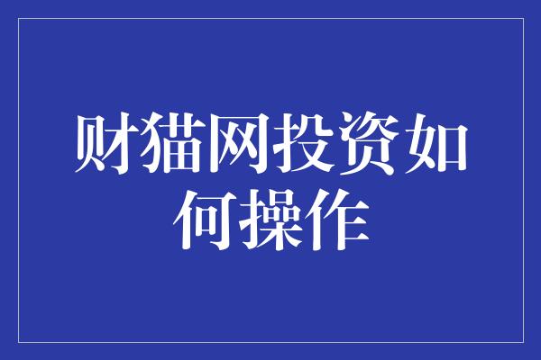 财猫网投资如何操作