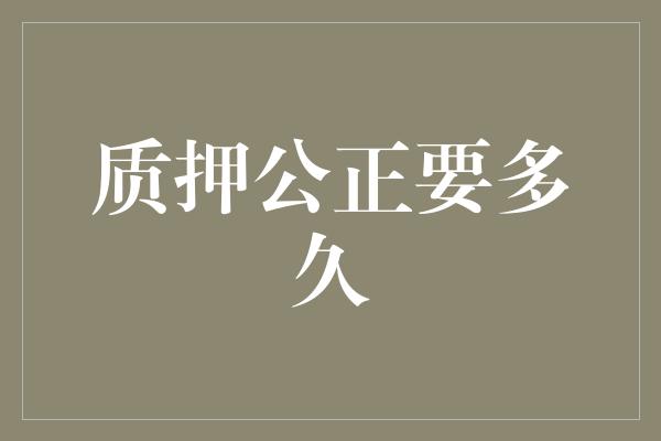 质押公正要多久