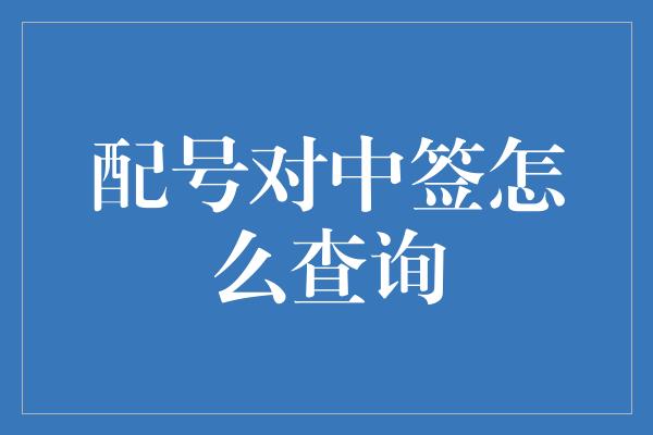 配号对中签怎么查询