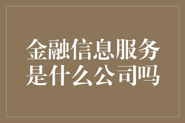 金融信息服务是什么公司吗