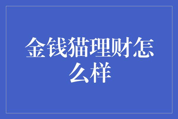 金钱猫理财怎么样