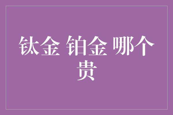 钛金 铂金 哪个贵