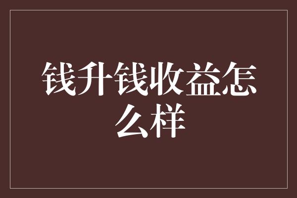 钱升钱收益怎么样