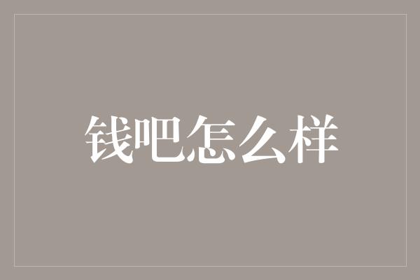 钱吧怎么样