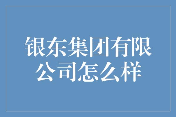 银东集团有限公司怎么样