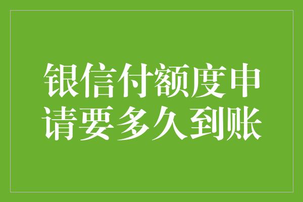 银信付额度申请要多久到账