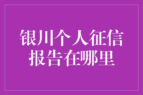 银川个人征信报告在哪里