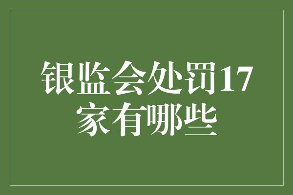 银监会处罚17家有哪些