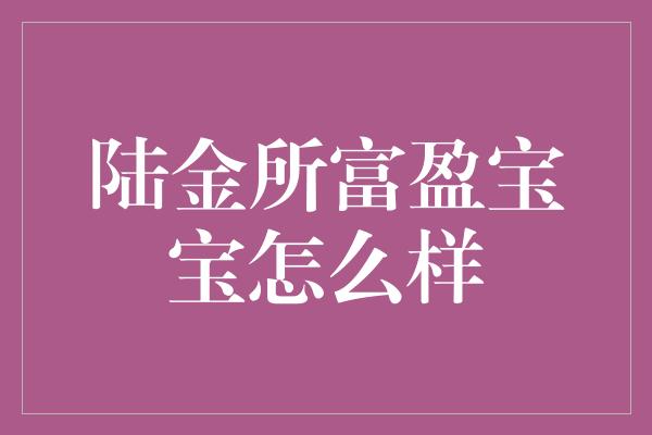 陆金所富盈宝宝怎么样