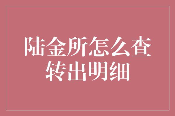 陆金所怎么查转出明细