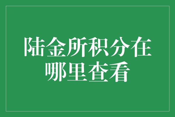 陆金所积分在哪里查看