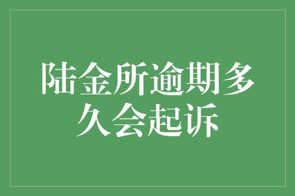 陆金所逾期多久会起诉