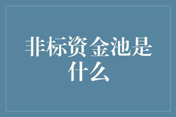 非标资金池是什么