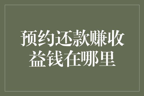 预约还款赚收益钱在哪里