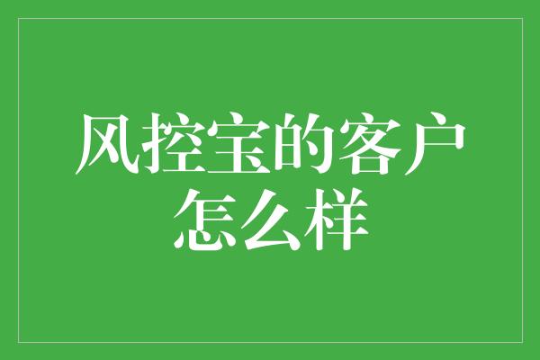 风控宝的客户怎么样