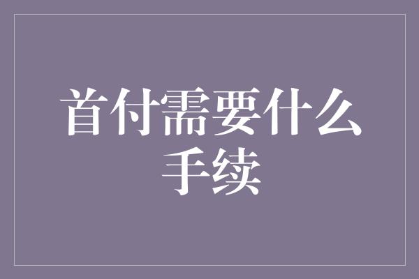 首付需要什么手续