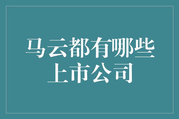 马云都有哪些上市公司