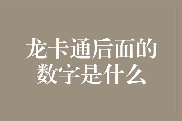 龙卡通后面的数字是什么