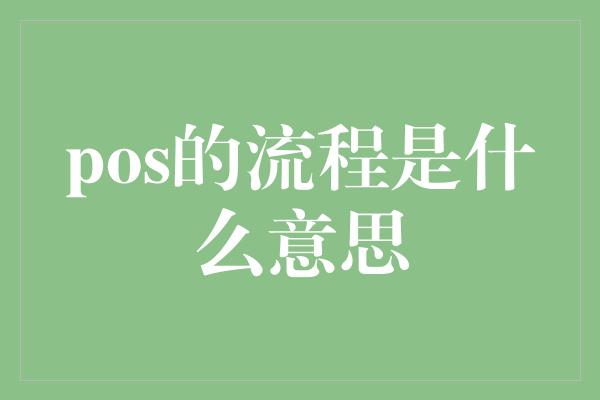 pos的流程是什么意思