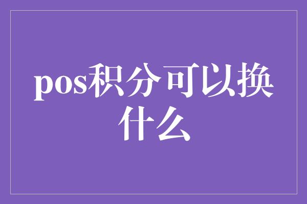 pos积分可以换什么