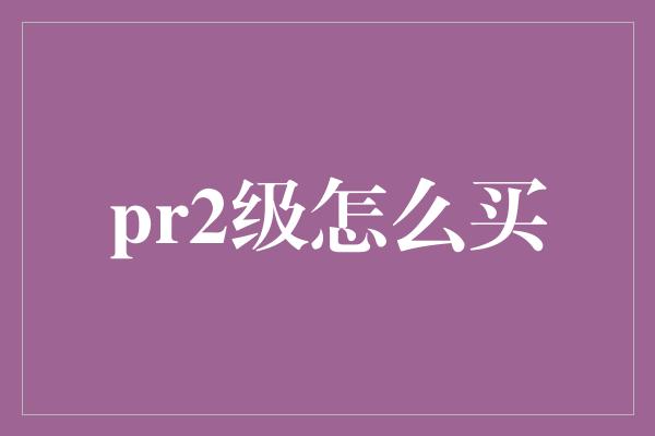 pr2级怎么买